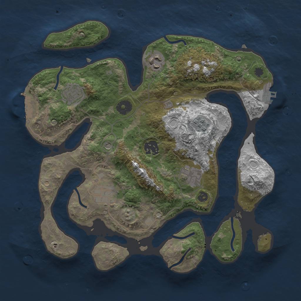 Rust Map: Procedural Map, Size: 3075, Seed: 1618615073, 17 Monuments