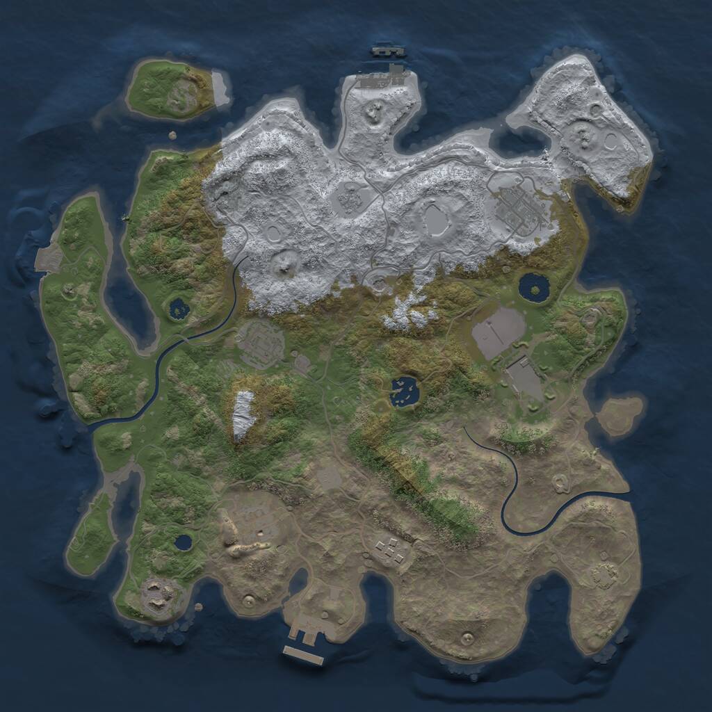 Rust Map: Procedural Map, Size: 3500, Seed: 121268539, 13 Monuments