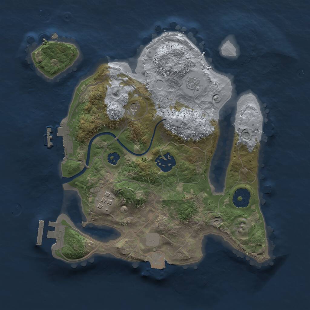 Rust Map: Procedural Map, Size: 2500, Seed: 3459873, 7 Monuments