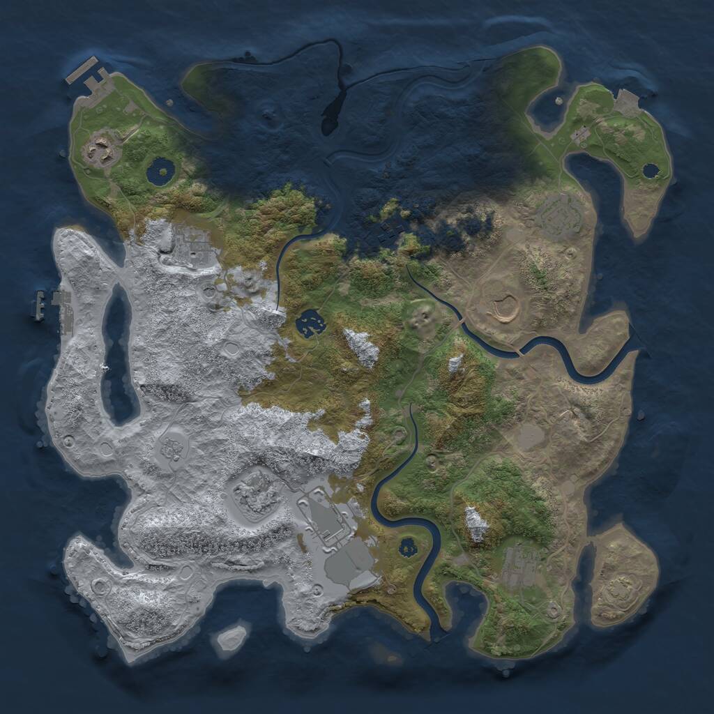 Rust Map: Procedural Map, Size: 3850, Seed: 1648628940, 15 Monuments