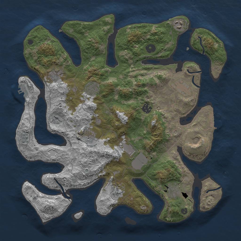 Rust Map: Procedural Map, Size: 3850, Seed: 1648628940, 22 Monuments