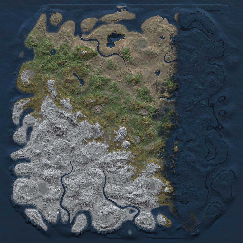 Rust Map: Procedural Map, Size: 6000, Seed: 564127765, 17 Monuments
