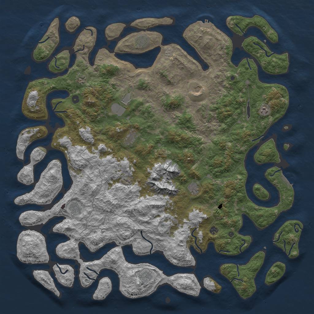 Rust Map: Procedural Map, Size: 6000, Seed: 564127765, 22 Monuments