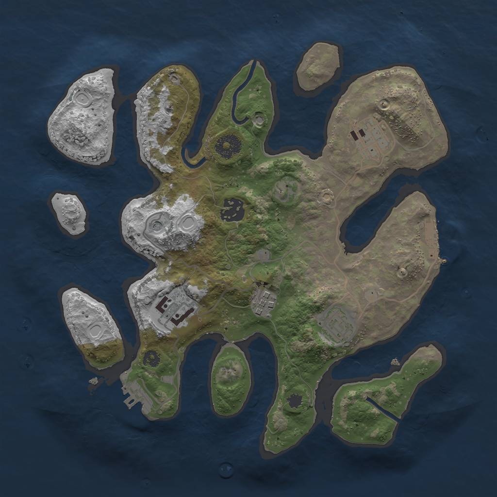 Rust Map: Procedural Map, Size: 3000, Seed: 13845, 16 Monuments