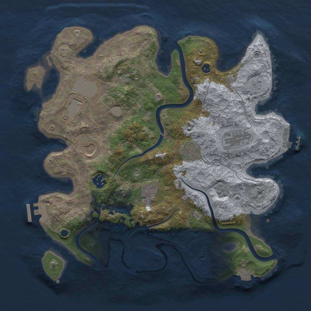 Rust Map: Procedural Map, Size: 3500, Seed: 1071028702, 14 Monuments