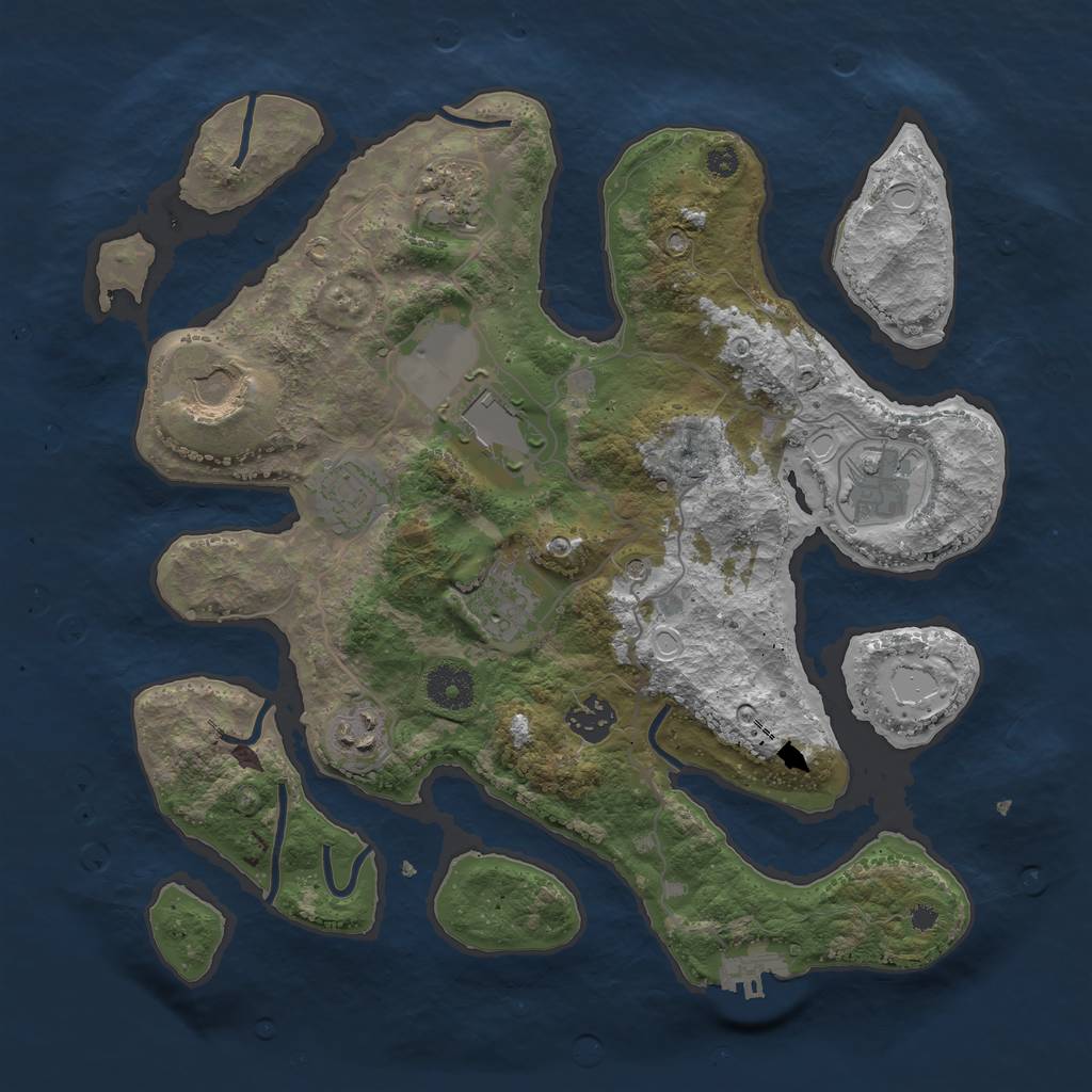 Rust Map: Procedural Map, Size: 3500, Seed: 1071028702, 18 Monuments