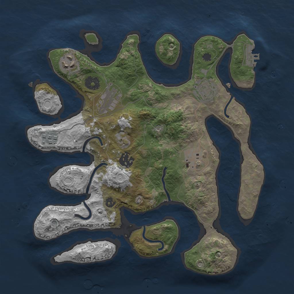 Rust Map: Procedural Map, Size: 3000, Seed: 14517, 16 Monuments