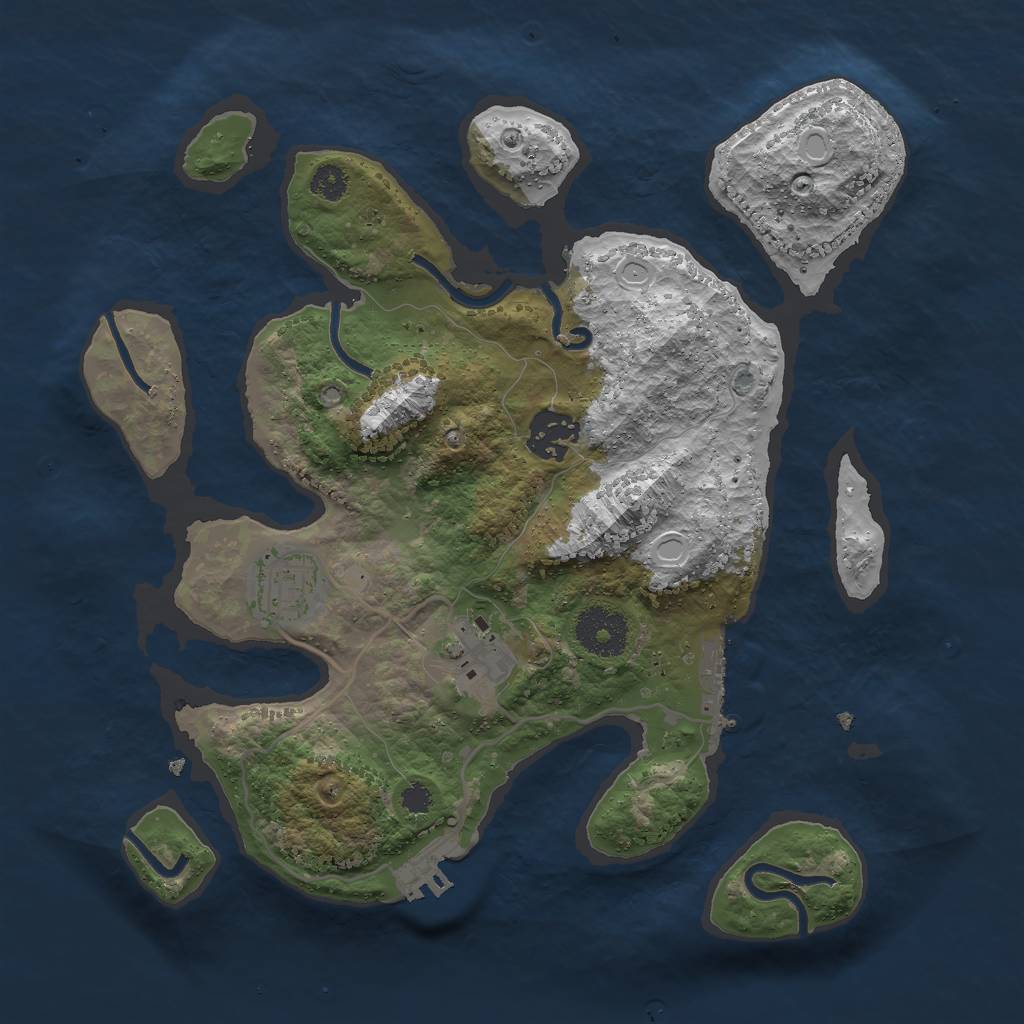 Rust Map: Procedural Map, Size: 3000, Seed: 47039, 13 Monuments