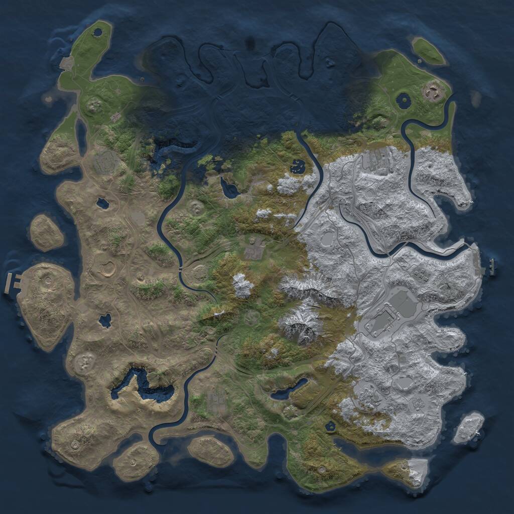 Rust Map: Procedural Map, Size: 5000, Seed: 159153356, 16 Monuments