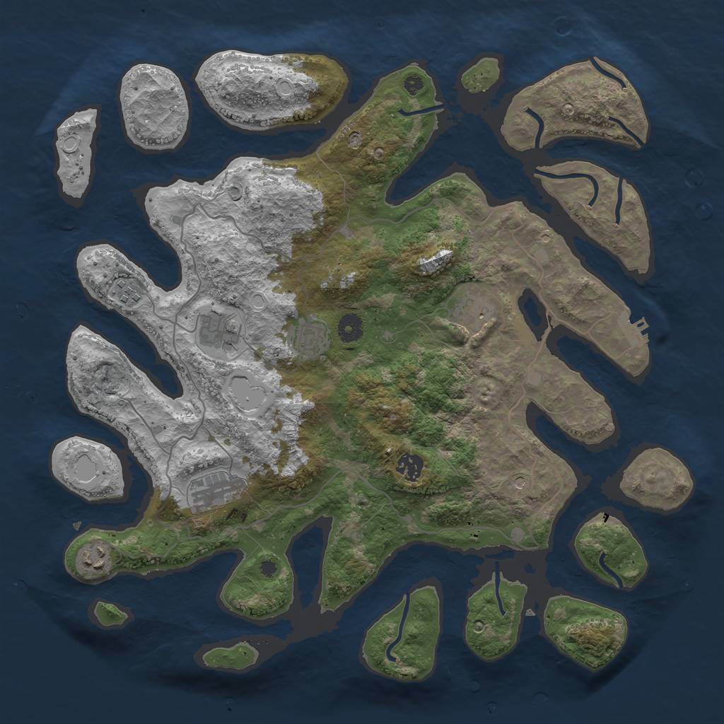Rust Map: Procedural Map, Size: 4000, Seed: 8746, 17 Monuments