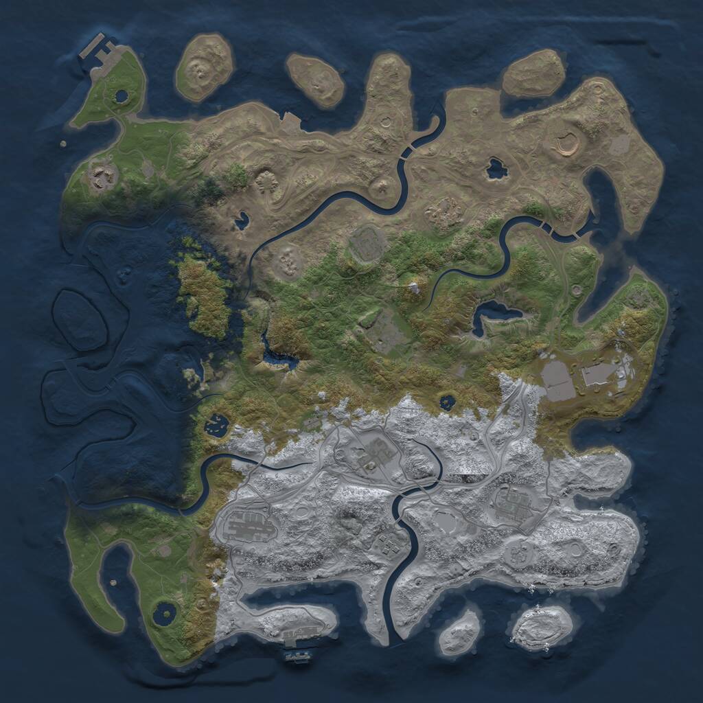 Rust Map: Procedural Map, Size: 4500, Seed: 1070270976, 17 Monuments