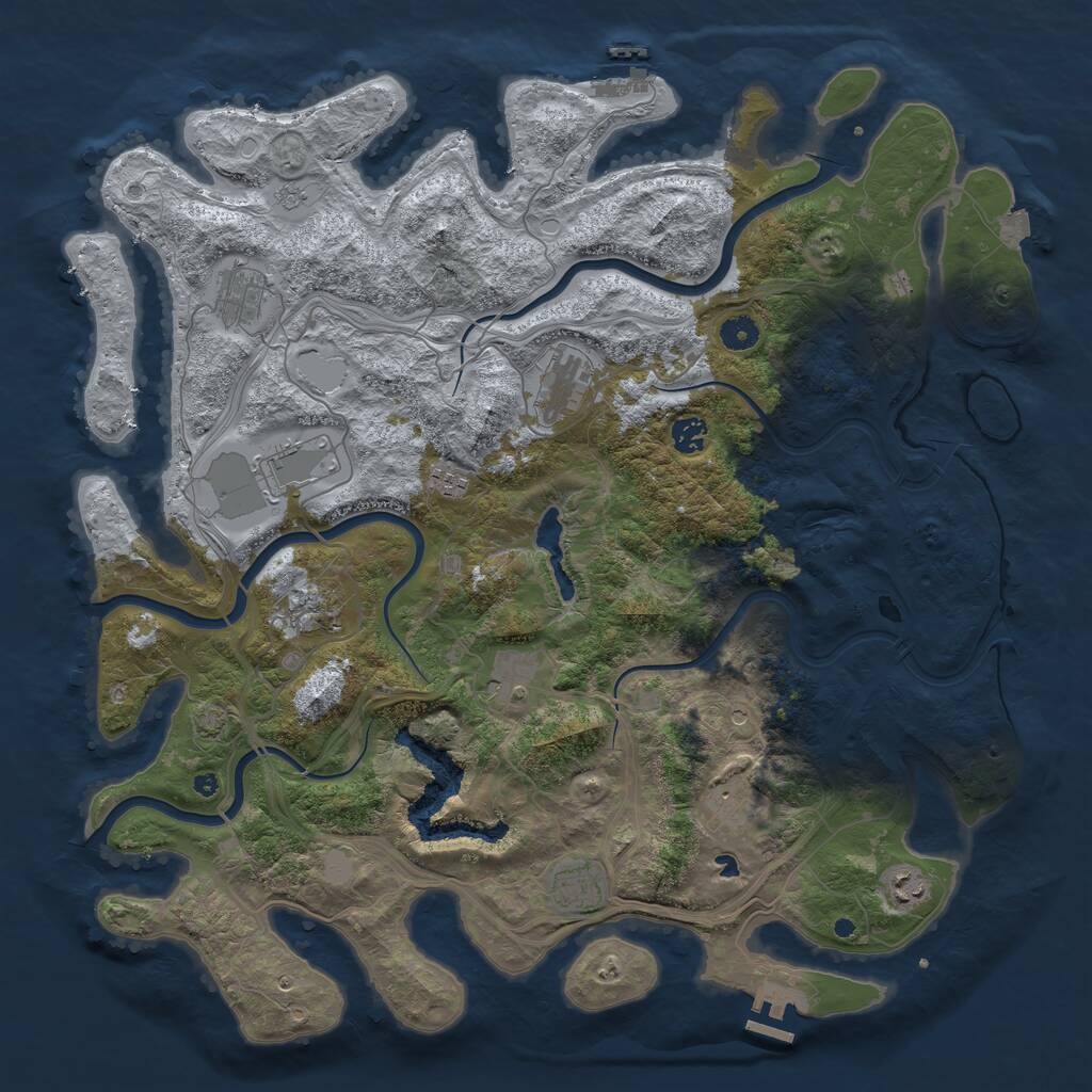 Rust Map: Procedural Map, Size: 4500, Seed: 1847973524, 16 Monuments