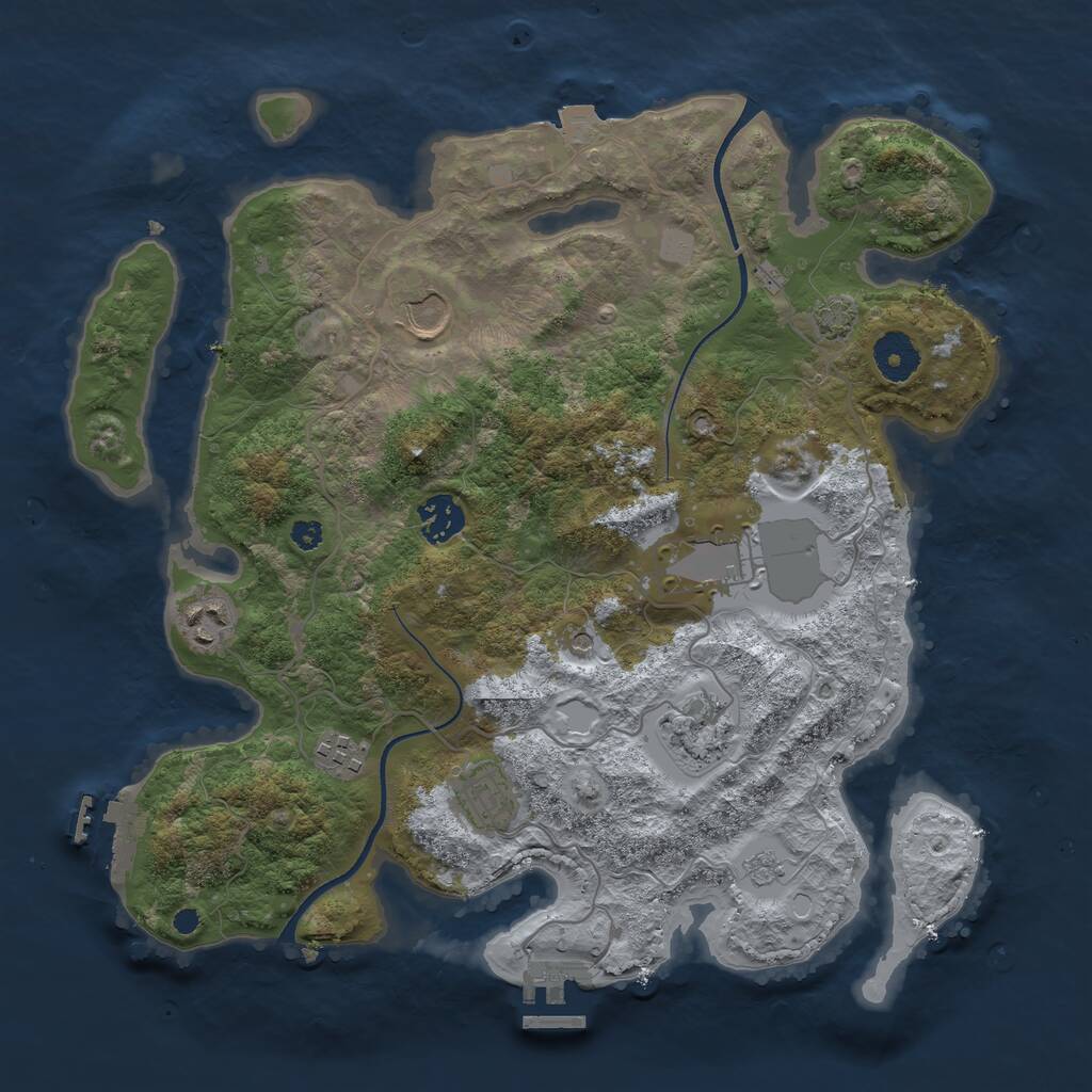Rust Map: Procedural Map, Size: 3500, Seed: 4561223, 13 Monuments