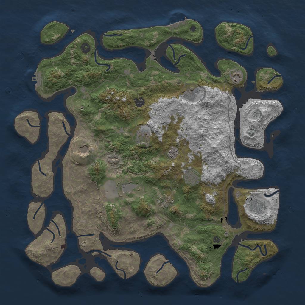 Rust Map: Procedural Map, Size: 4500, Seed: 2042629169, 21 Monuments