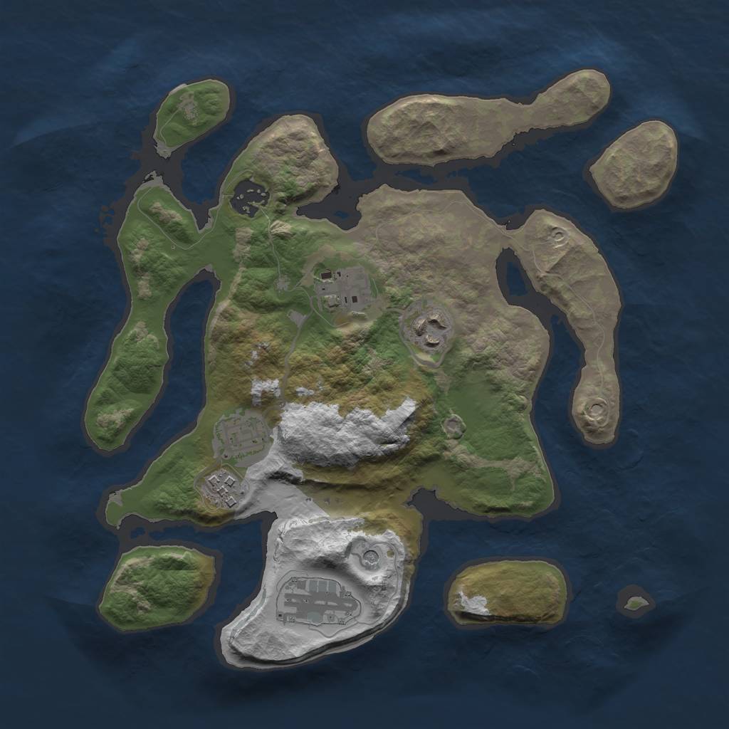 Rust Map: Barren, Size: 3000, Seed: 132303423, 9 Monuments
