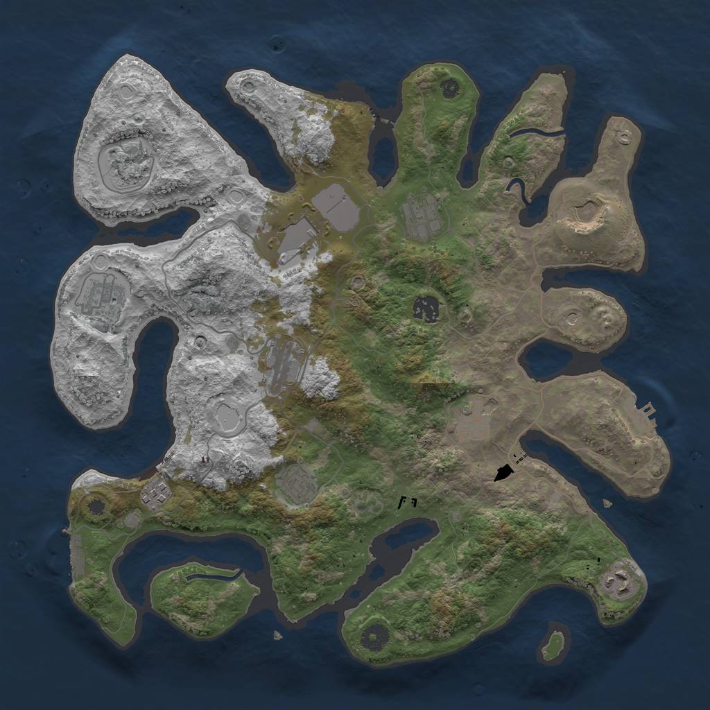 Rust Map: Procedural Map, Size: 3850, Seed: 1919057018, 22 Monuments