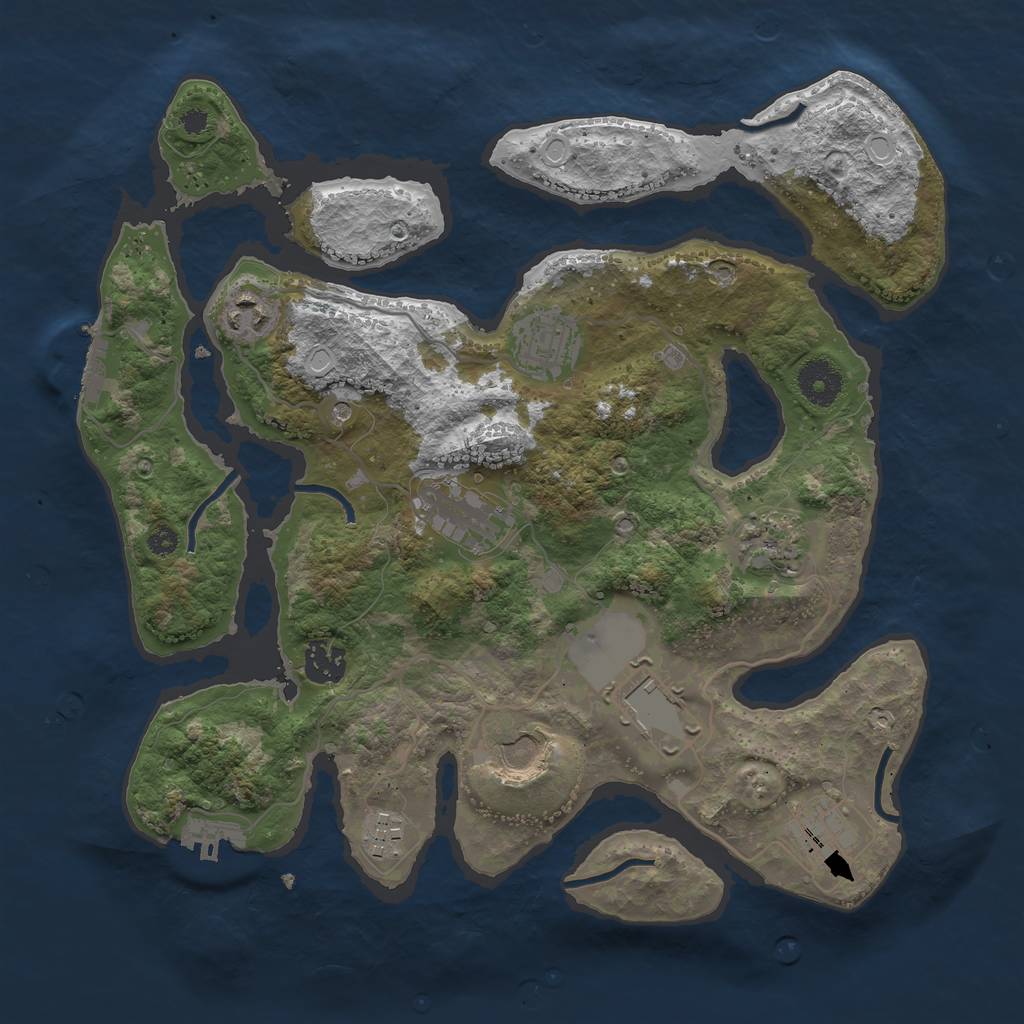 Rust Map: Procedural Map, Size: 3500, Seed: 304932803, 20 Monuments