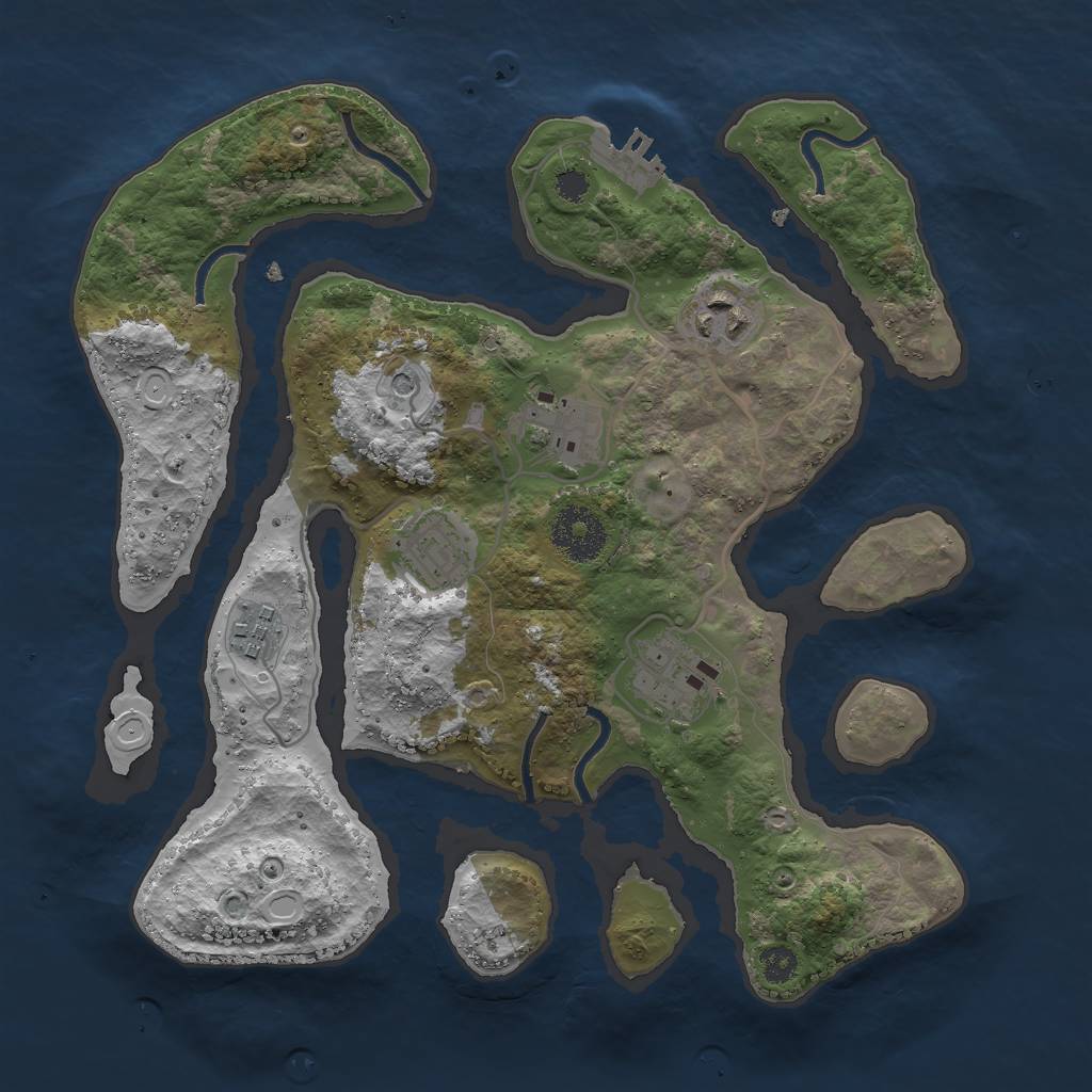 Rust Map: Procedural Map, Size: 3000, Seed: 34963063, 15 Monuments