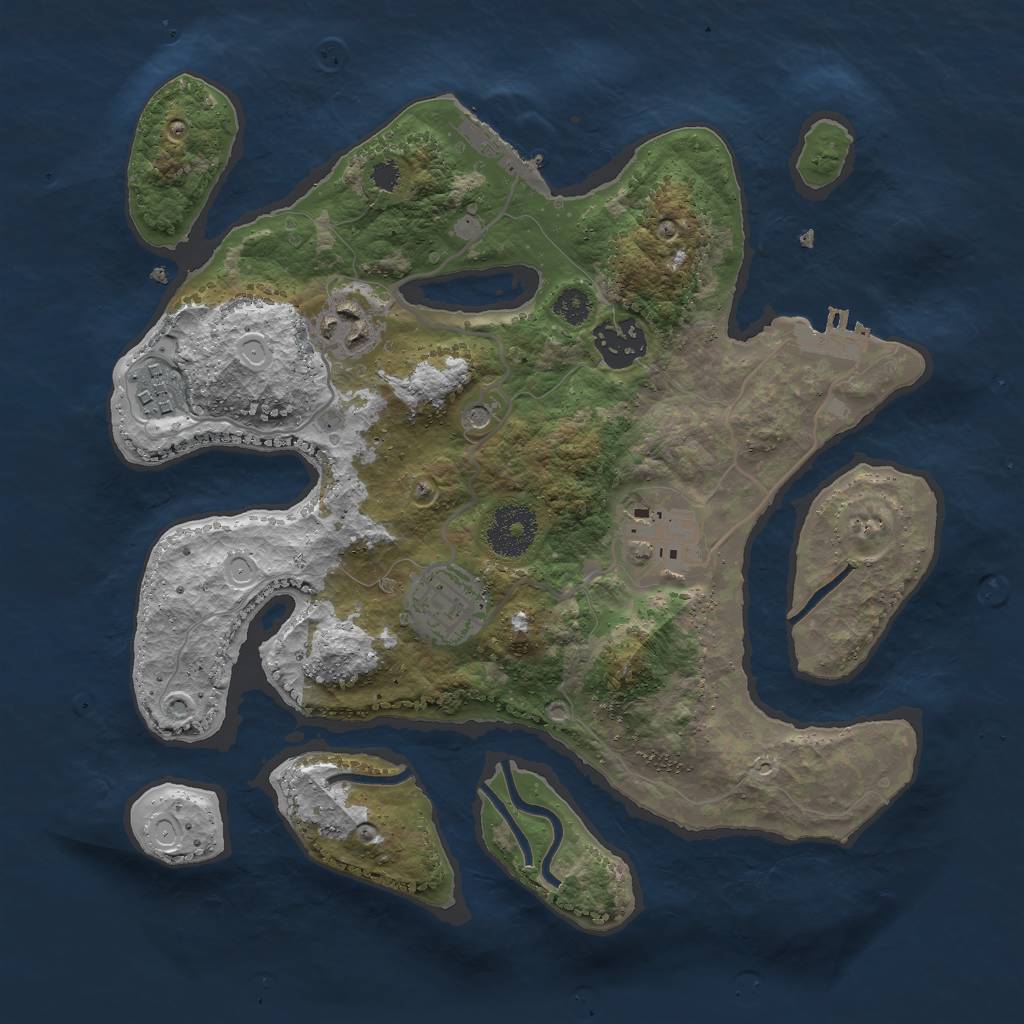 Rust Map: Procedural Map, Size: 3000, Seed: 67843414, 16 Monuments