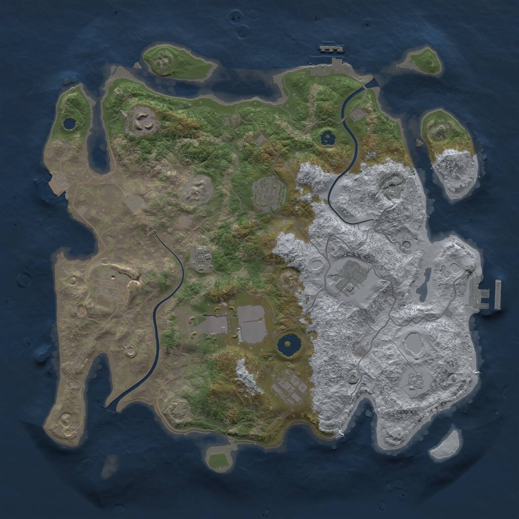 Rust Map: Procedural Map, Size: 3500, Seed: 82644582, 13 Monuments