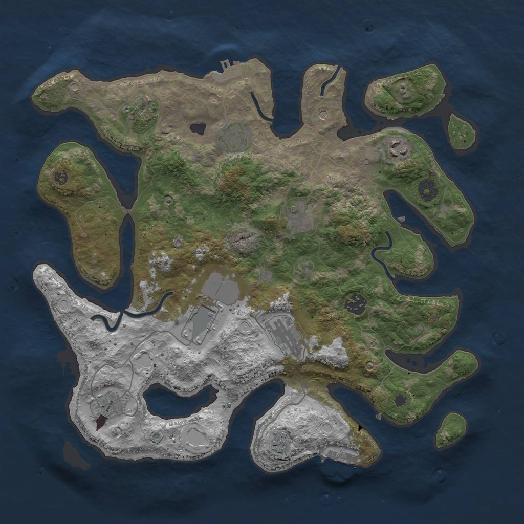 Rust Map: Procedural Map, Size: 3750, Seed: 1728412892, 20 Monuments