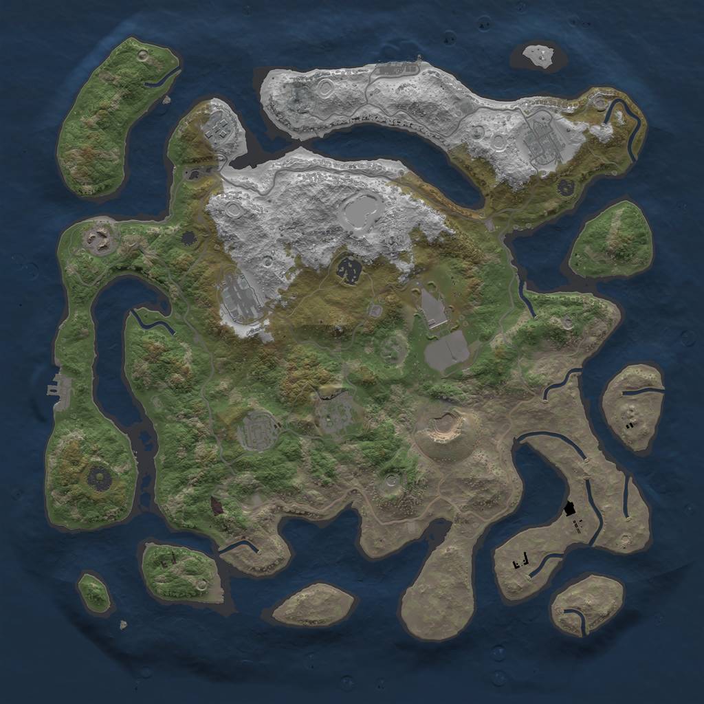 Rust Map: Procedural Map, Size: 4200, Seed: 1195191265, 20 Monuments