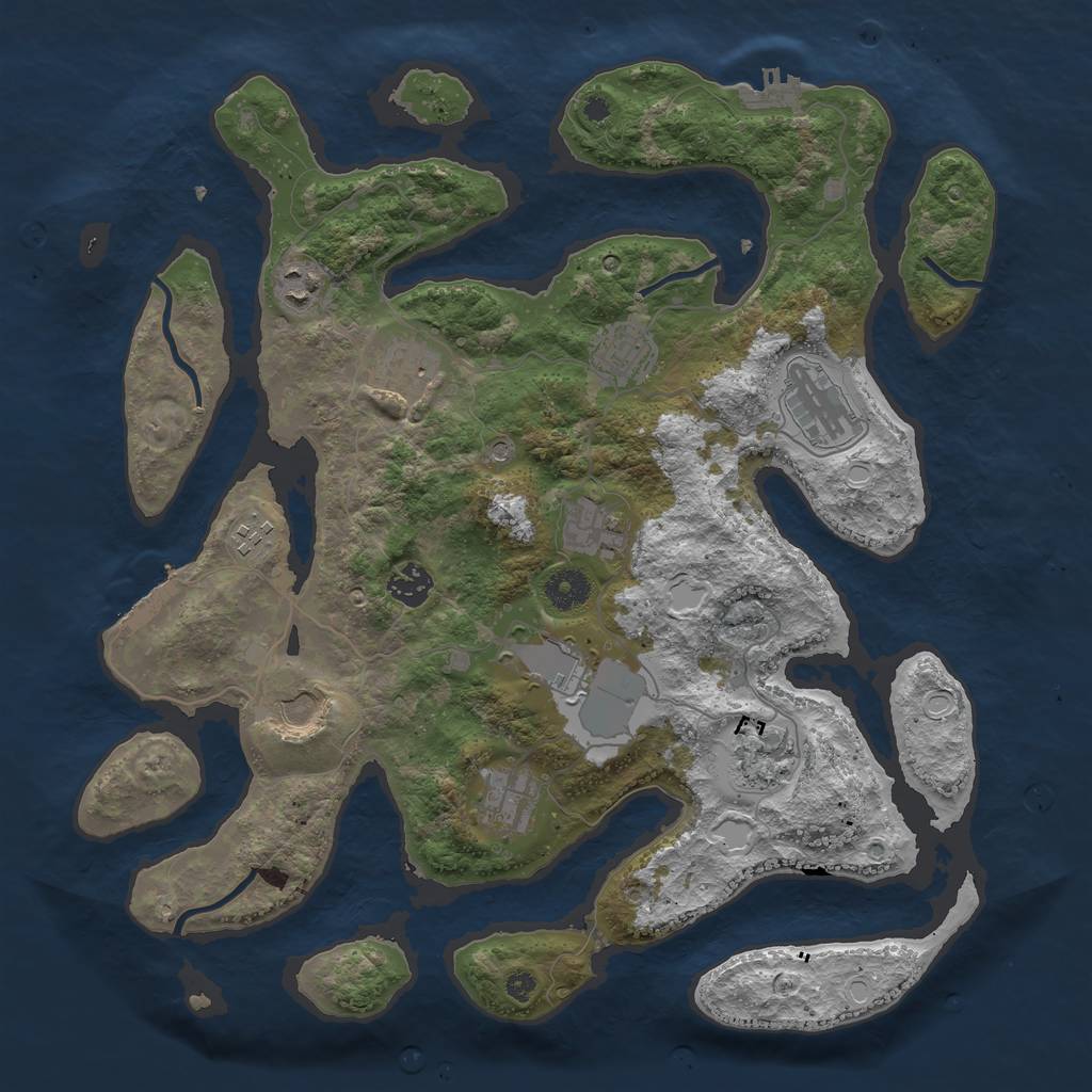Rust Map: Procedural Map, Size: 3850, Seed: 918180581, 22 Monuments