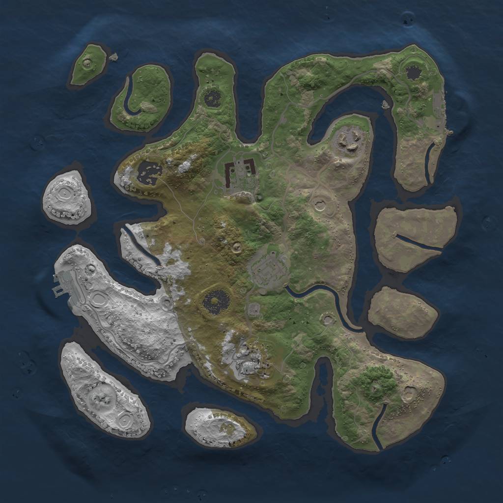 Rust Map: Procedural Map, Size: 3000, Seed: 18239279, 16 Monuments