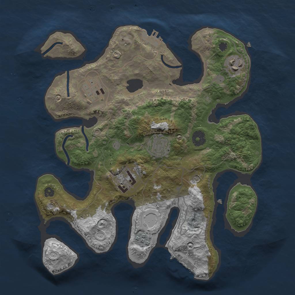 Rust Map: Procedural Map, Size: 3000, Seed: 2132040833, 16 Monuments