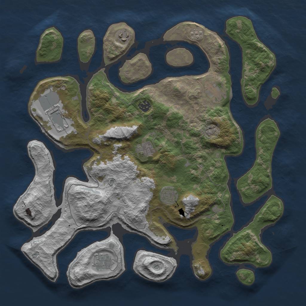 Rust Map: Barren, Size: 4000, Seed: 2021666, 11 Monuments
