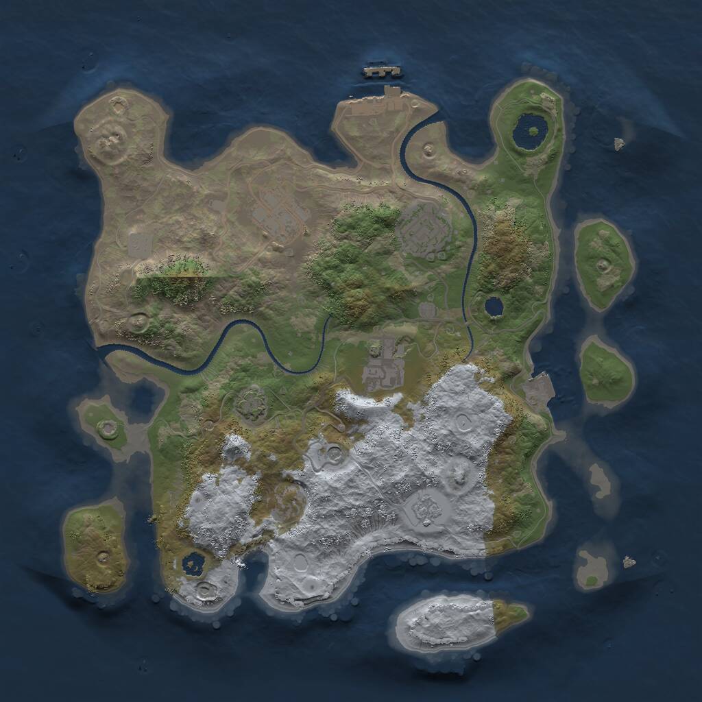Rust Map: Procedural Map, Size: 3000, Seed: 86753, 8 Monuments