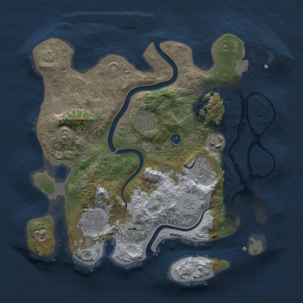 Rust Map: Procedural Map, Size: 3000, Seed: 86753, 8 Monuments