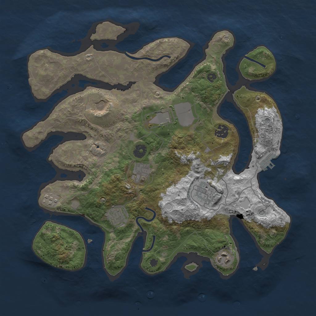 Rust Map: Procedural Map, Size: 3500, Seed: 72824365, 18 Monuments