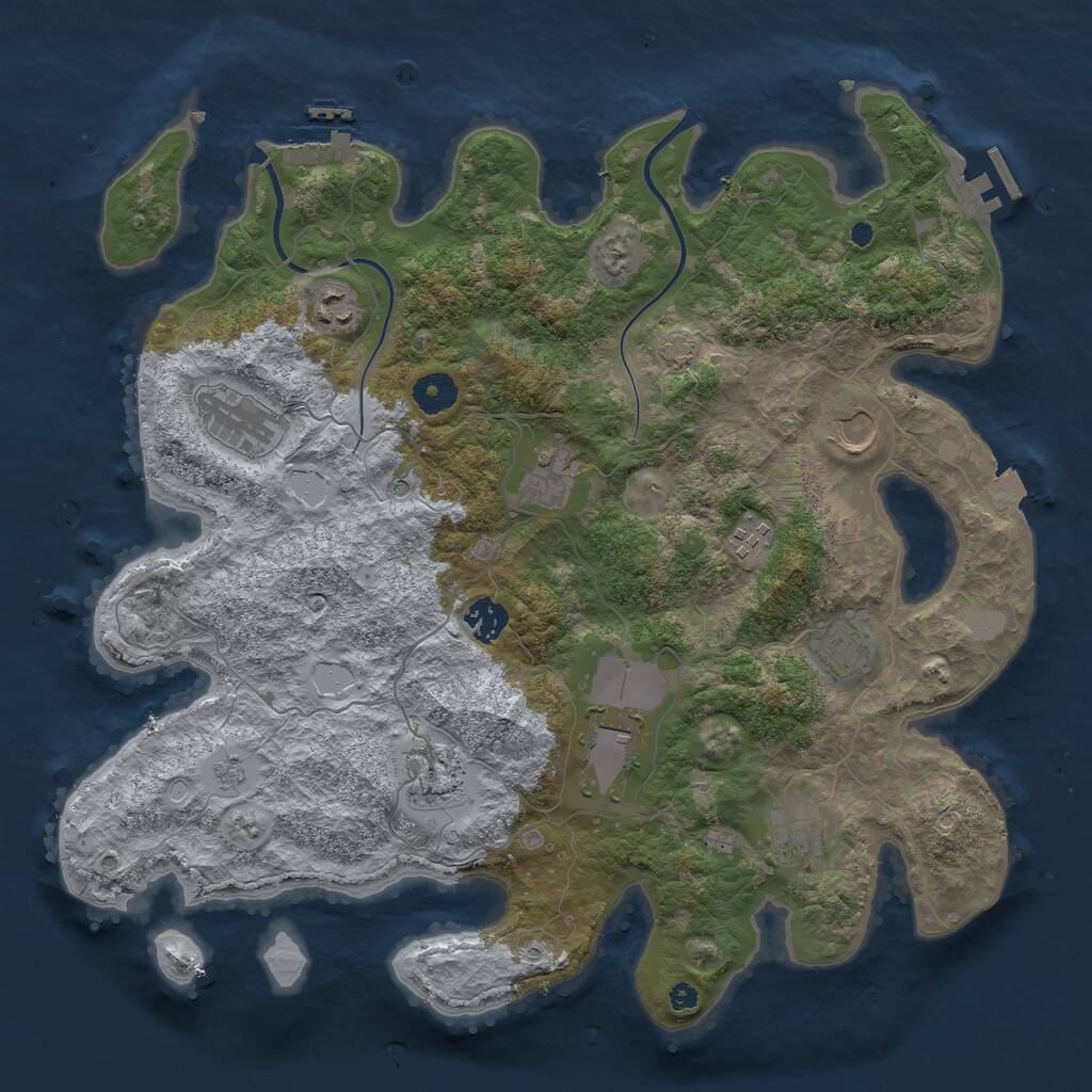 Rust Map: Procedural Map, Size: 3900, Seed: 32, 16 Monuments