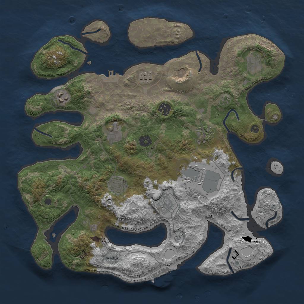 Rust Map: Procedural Map, Size: 3750, Seed: 62420, 21 Monuments