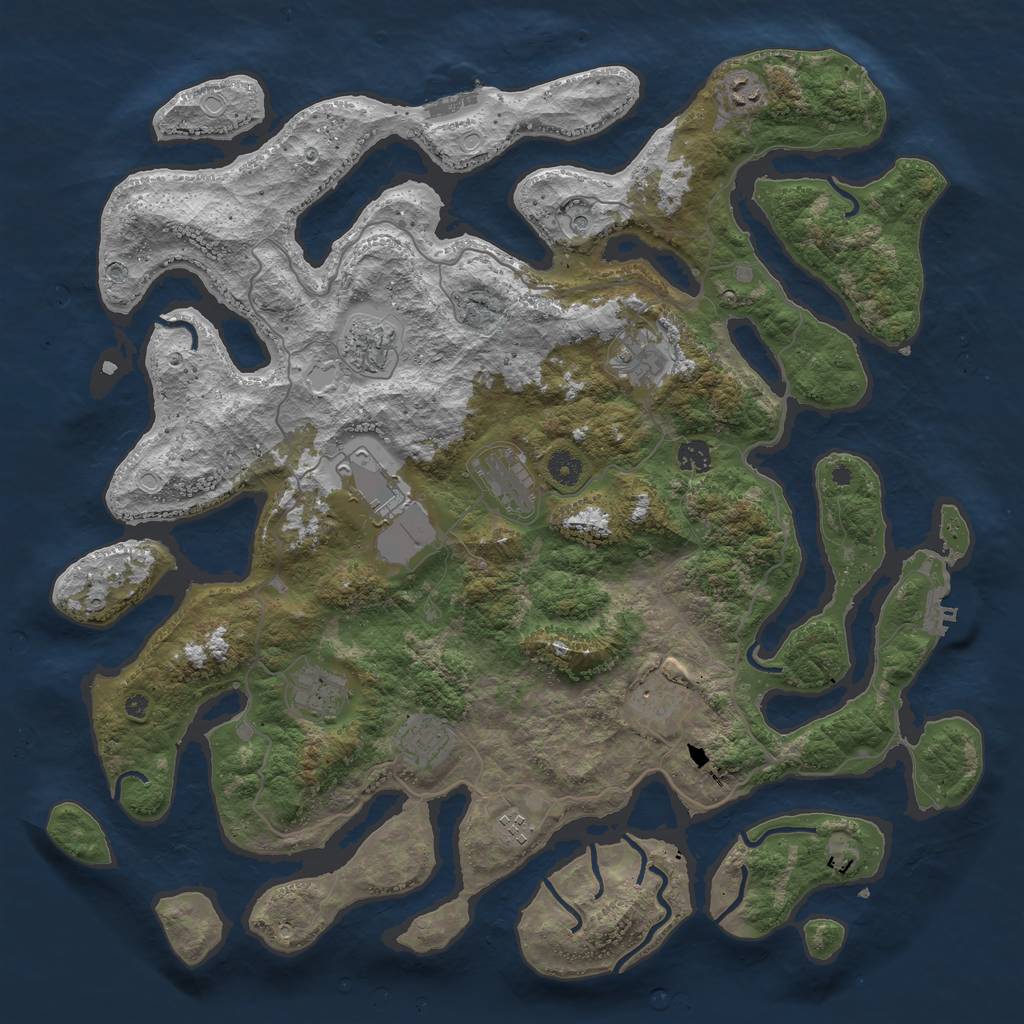 Rust Map: Procedural Map, Size: 4500, Seed: 805837146, 21 Monuments