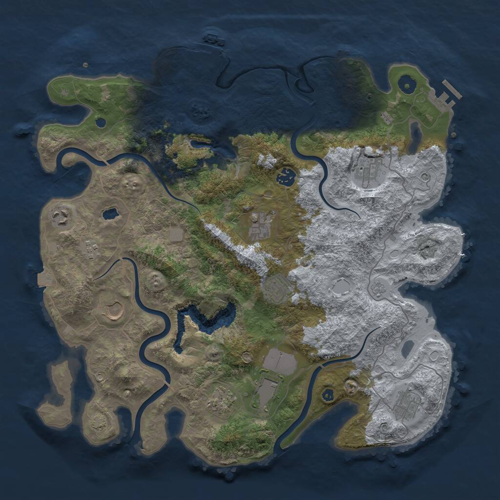 Rust Map: Procedural Map, Size: 4096, Seed: 102308, 16 Monuments