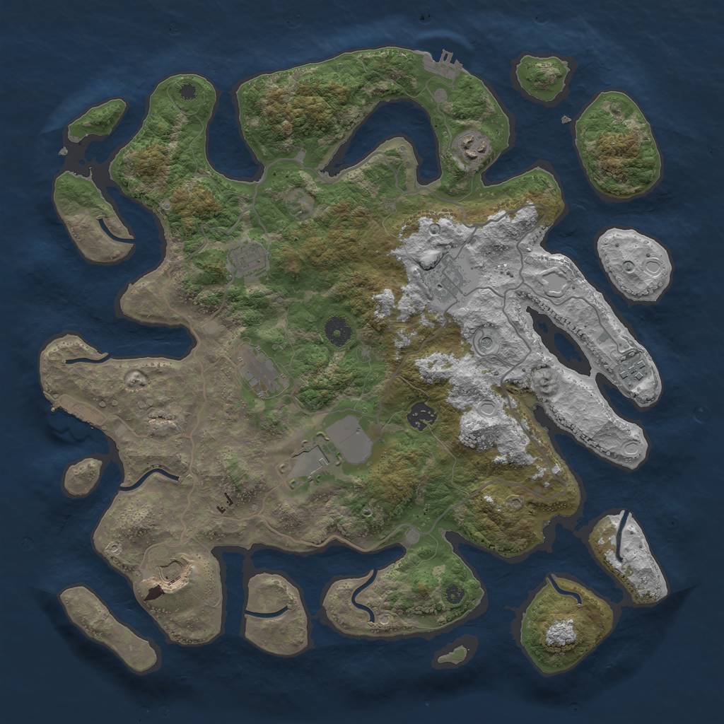 Rust Map: Procedural Map, Size: 4000, Seed: 1432779646, 19 Monuments
