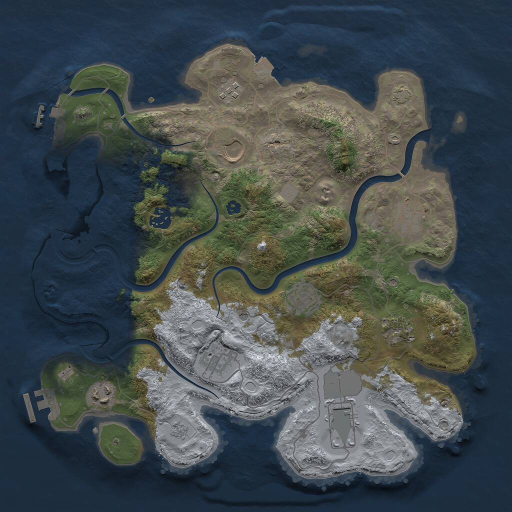Rust Map: Procedural Map, Size: 3500, Seed: 176404671, 15 Monuments
