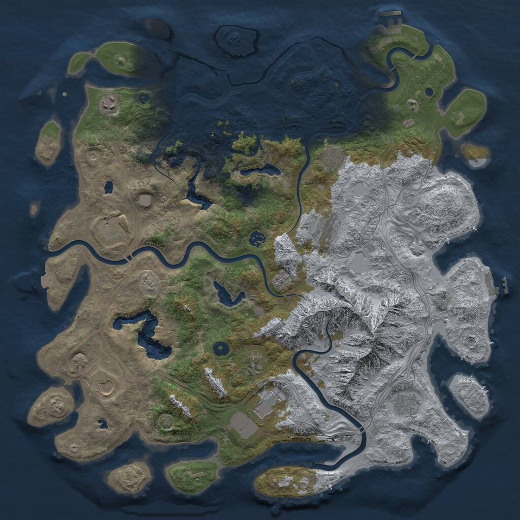 Rust Map: Procedural Map, Size: 5000, Seed: 918180581, 16 Monuments