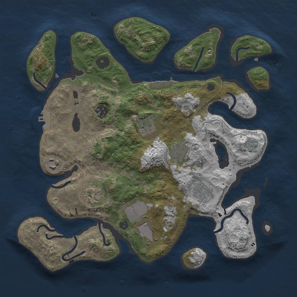 Rust Map: Procedural Map, Size: 3500, Seed: 395078451, 19 Monuments