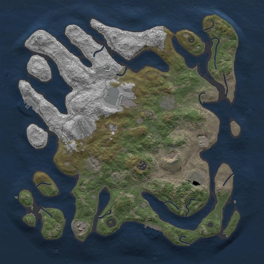 Rust Map: Procedural Map, Size: 4096, Seed: 205409901, 19 Monuments