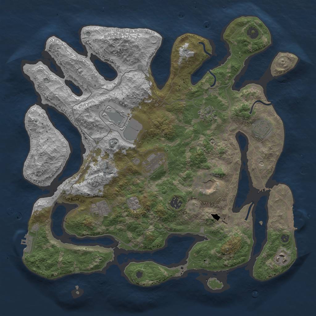 Rust Map: Procedural Map, Size: 4000, Seed: 1928387054, 20 Monuments