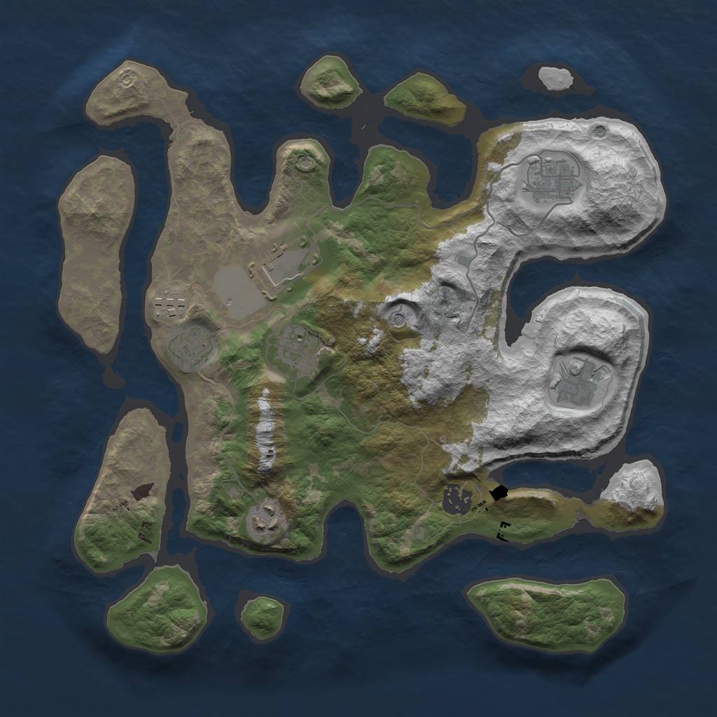 Rust Map: Barren, Size: 3500, Seed: 166401063, 11 Monuments