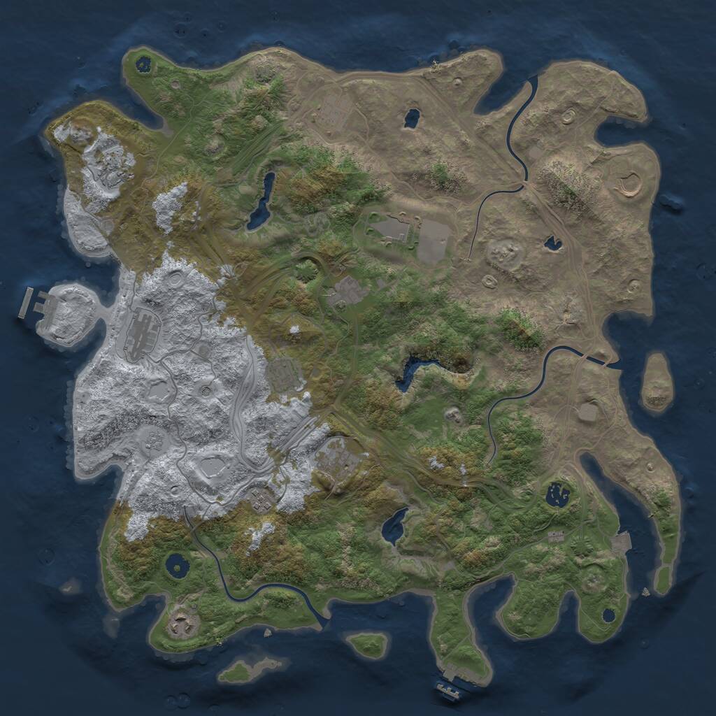 Rust Map: Procedural Map, Size: 4500, Seed: 578214486, 17 Monuments