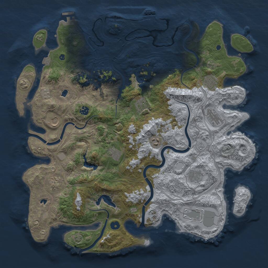 Rust Map: Procedural Map, Size: 4500, Seed: 1166, 17 Monuments