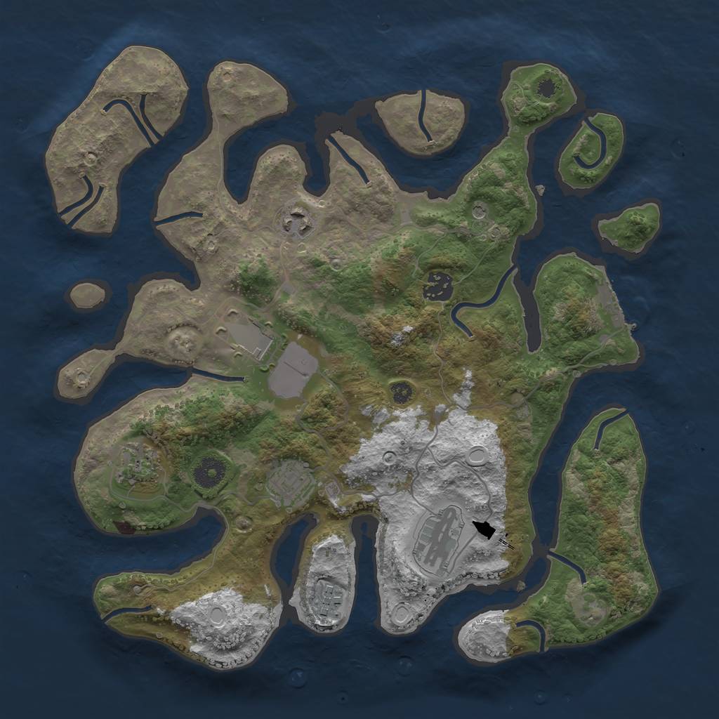 Rust Map: Procedural Map, Size: 3500, Seed: 45948, 17 Monuments