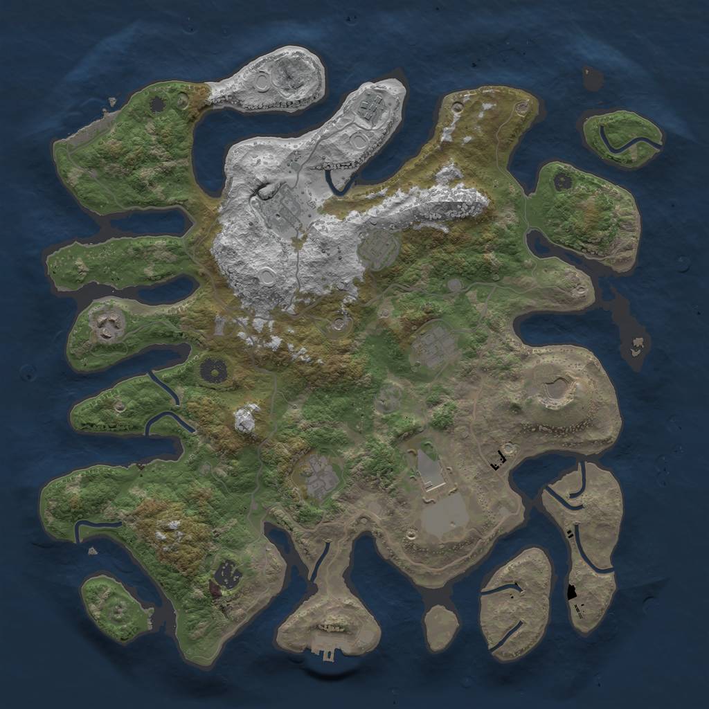 Rust Map: Procedural Map, Size: 4000, Seed: 312154786, 20 Monuments