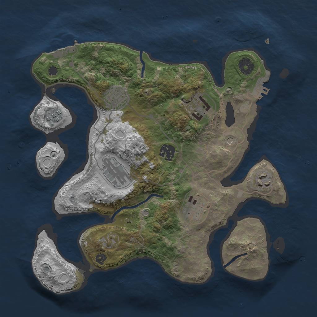 Rust Map: Procedural Map, Size: 3000, Seed: 1208123809, 18 Monuments