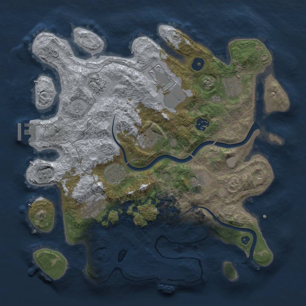Rust Map: Procedural Map, Size: 3600, Seed: 870, 15 Monuments